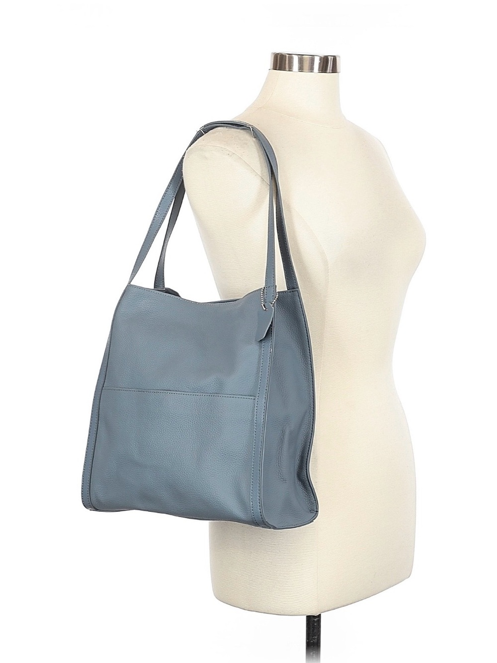 Leather Tote Bag in Slate Blue - Women’s Shoulder Bag